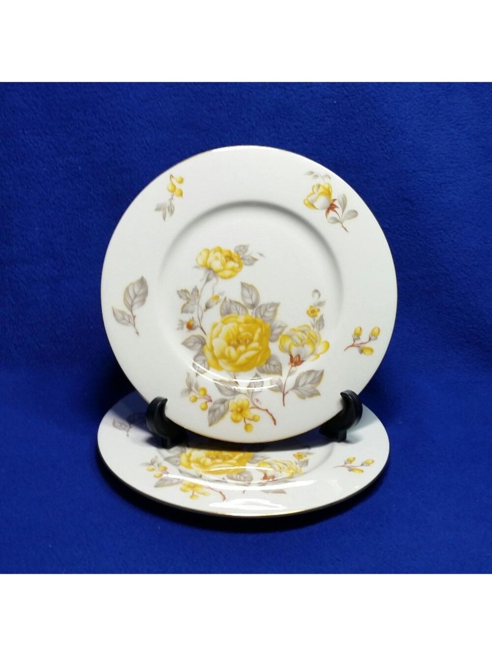 Yellow Roses Salad Plates Set of 2 Mayfair By Castleton China Made In USA